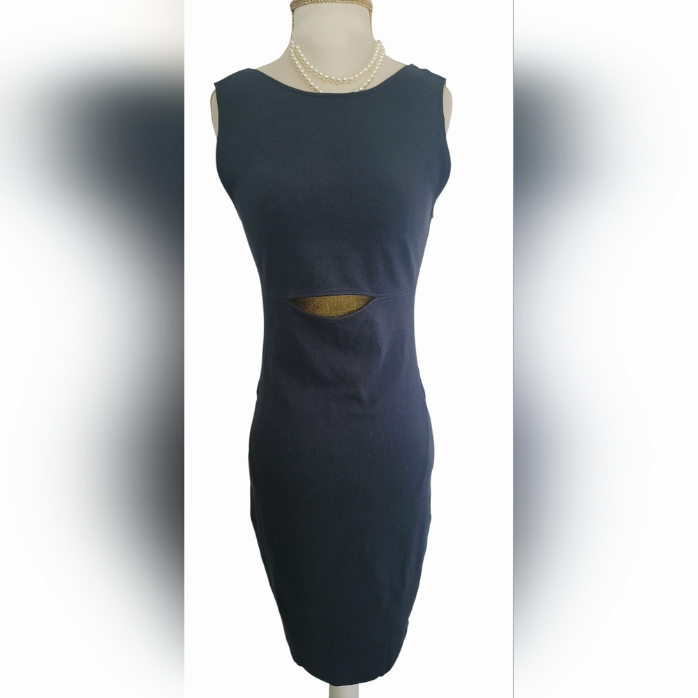 Helmut Lang Gala Bateau Neckline Front Cutout Sleeveless Stretch Bodycon Dress